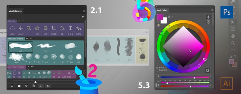 MagicPicker color wheel 5.3, MagicSquire brush organizer 2.1