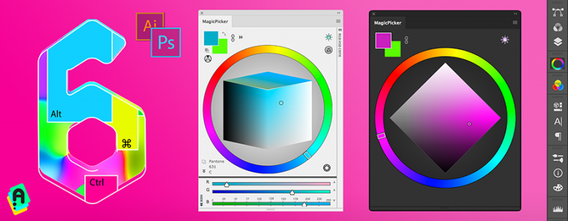 MagicPicker 6 update with Keyboard Shortcuts, new color space in Adobe Photoshop & Illustrator