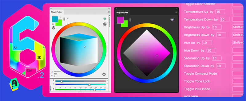 MagicPicker 6.2: color wheel modes and keyboard shortcuts