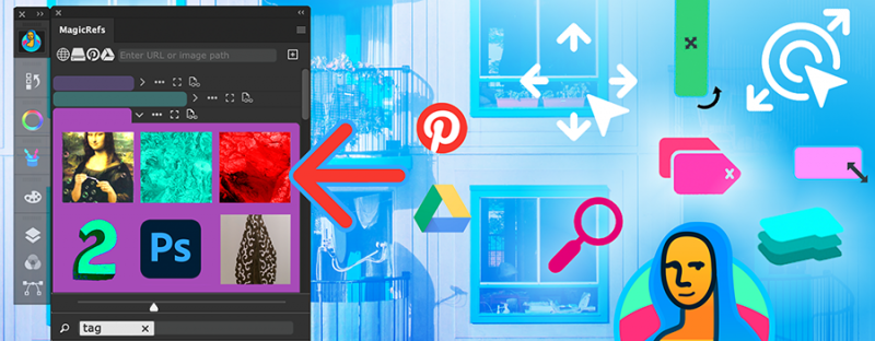 MagicRefs 2.0 reference image manager for Photoshop: import from Pinterest, move/resize images, more