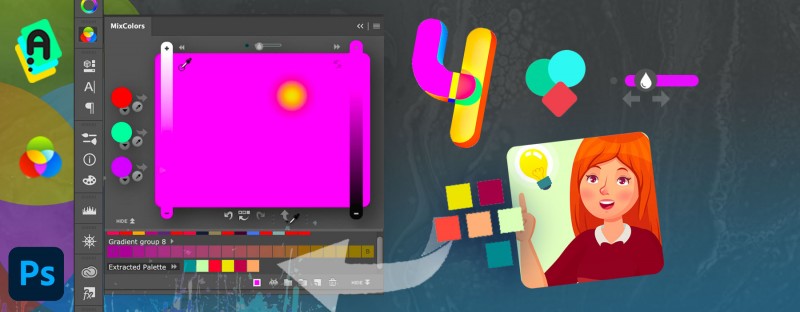MixColors 4.0 has a brand new look! Also: Extract Colors from Image in 1 click, Collections of Groups, Color Auto Naming, Change Mixing Amount, faster, more awesome