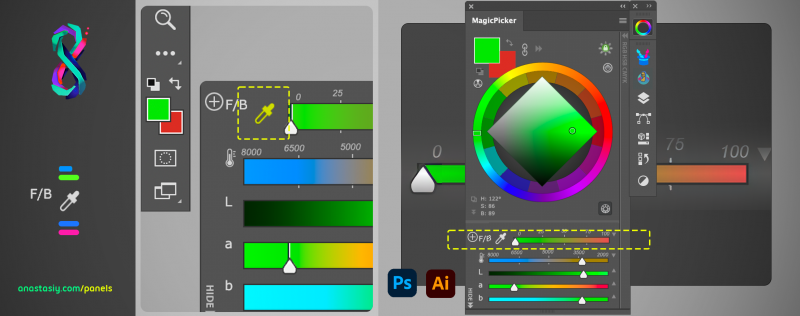 Change foreground/background gradient color slider